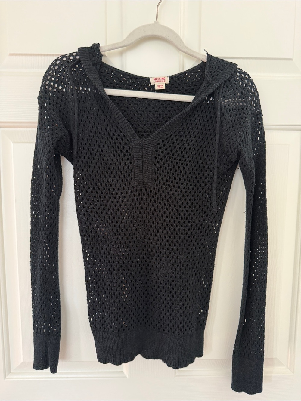 Mossimo XS Black Mesh Hooded Sweater
